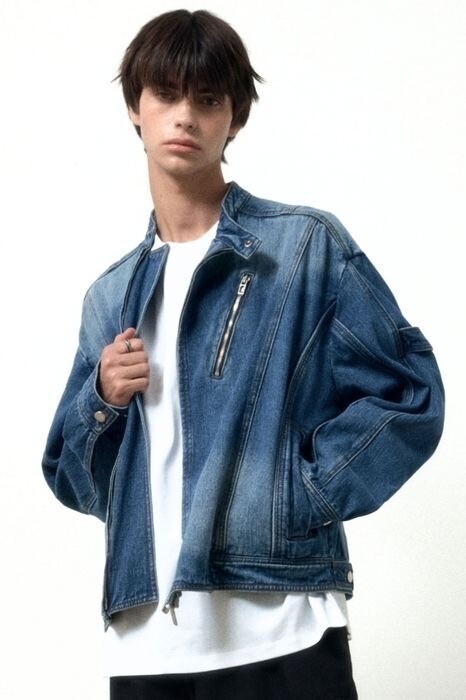 MAISON MINED TRICEPS BIKER DENIM JACKET