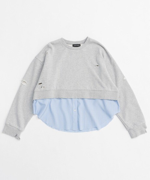 MAISON SPECIAL Shirt Layered Crush Processing Sweatshirt
