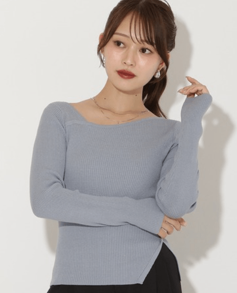 AND COUTURE アシメVネック長袖プルオーバー