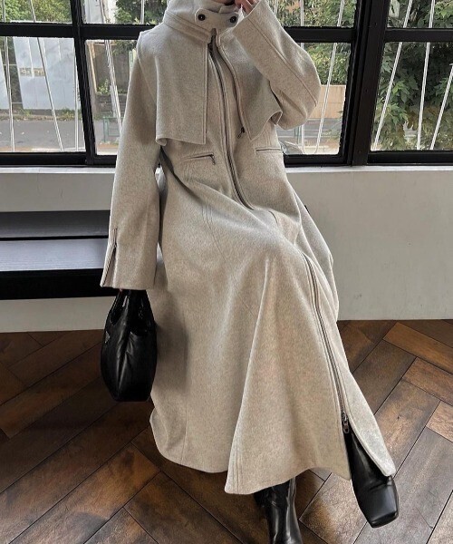 willfully wave conversion gilet layered flare long coat