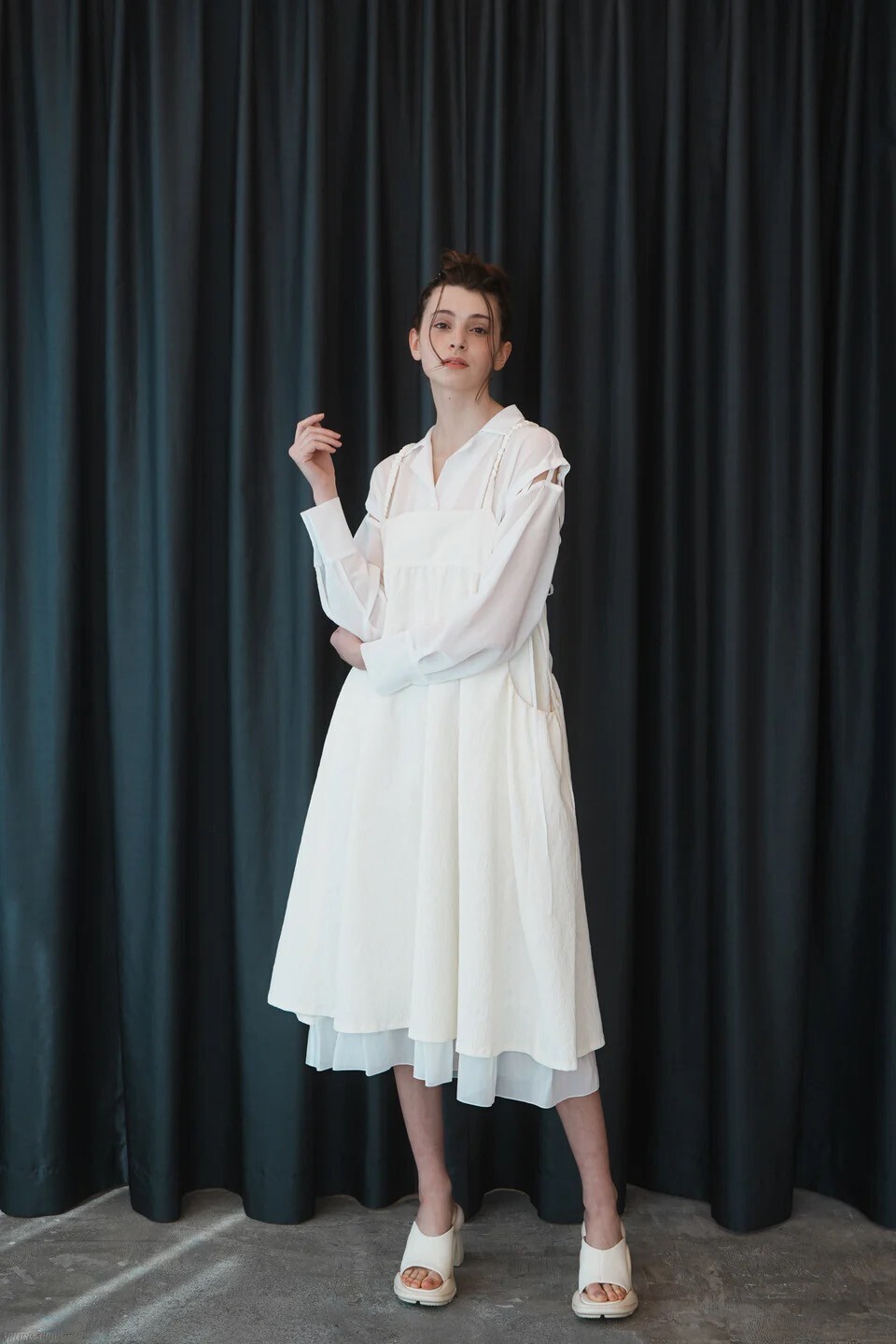 equalment 2WAY See-through Jacquard Dress