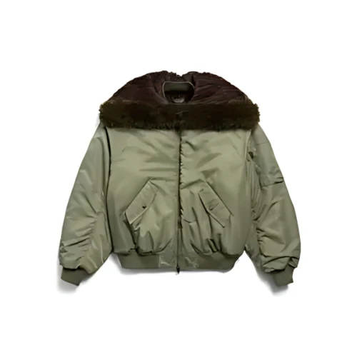 Balenciaga Hooded Bomber Jacket in Khaki
