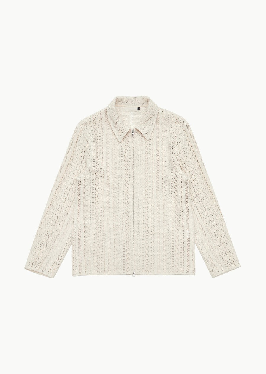 AMOMENTO CROCHET ZIP UP SHIRTS