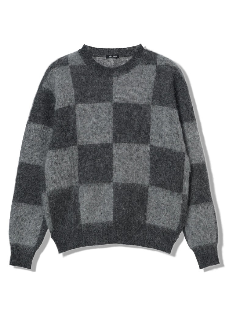 DENHAM CHECK KNIT CREW