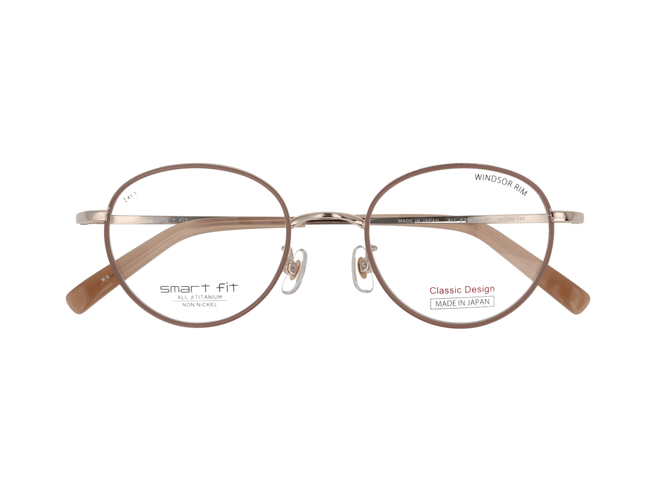 メガネのアイガン smart fit Classic Design（度付き可能）SF-6005M　Col.2【ホワイトゴールド/ベージュ】