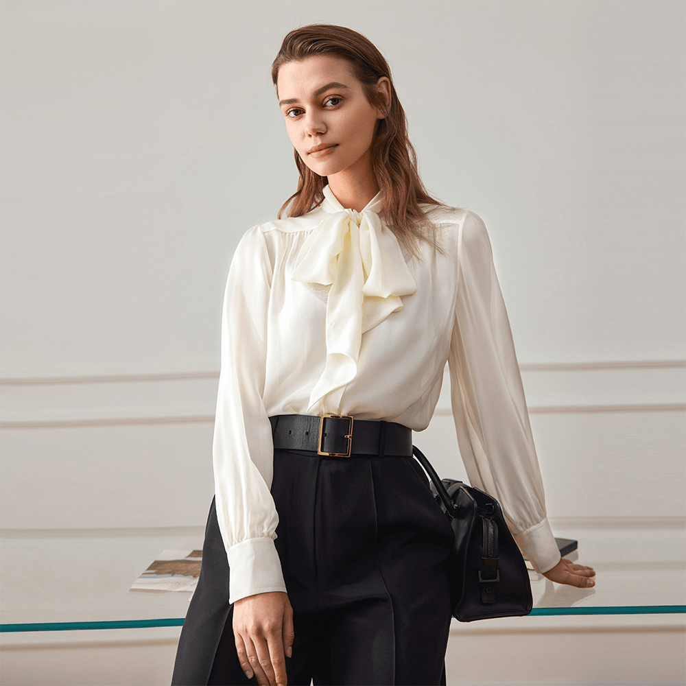 LILYSILK LILYSILK シルク シャツ 上品 ボウタイ ジャスミン シルク ブラウス