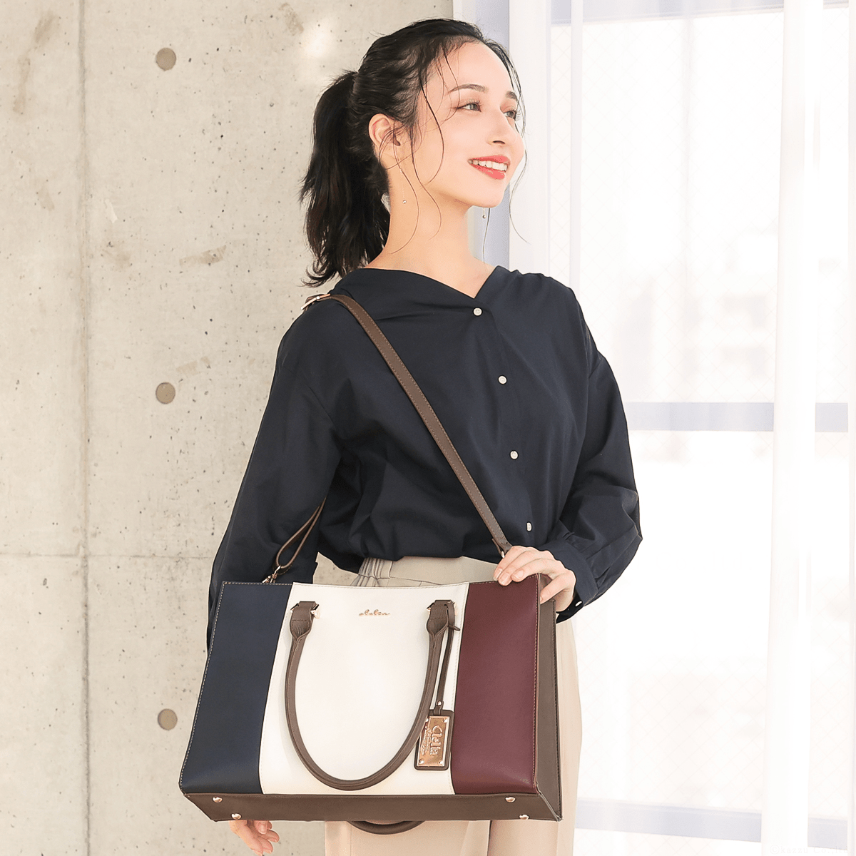 Clelia（クレリア） [クレリア] トートバッグ レディース トリコロール 大容量 A4対応 2way ショルダーバッグ Riberteシリーズ CL-22772