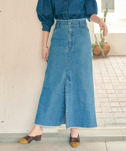 MATURED スリットデニムロングスカート