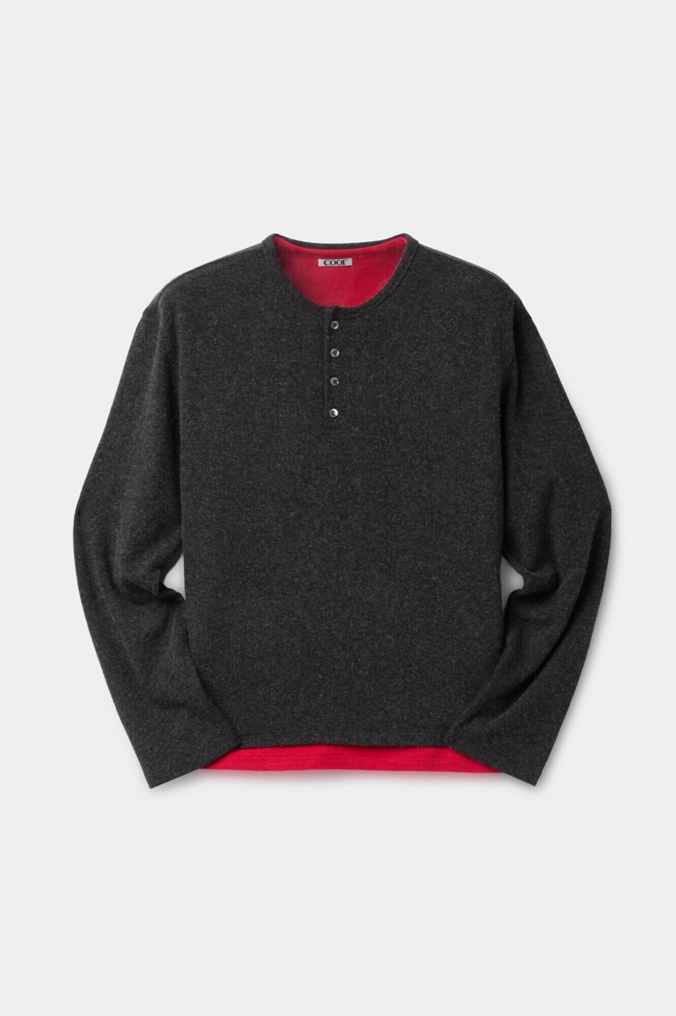 coor Hairy henley neck layered t-shirt (Charcoal)