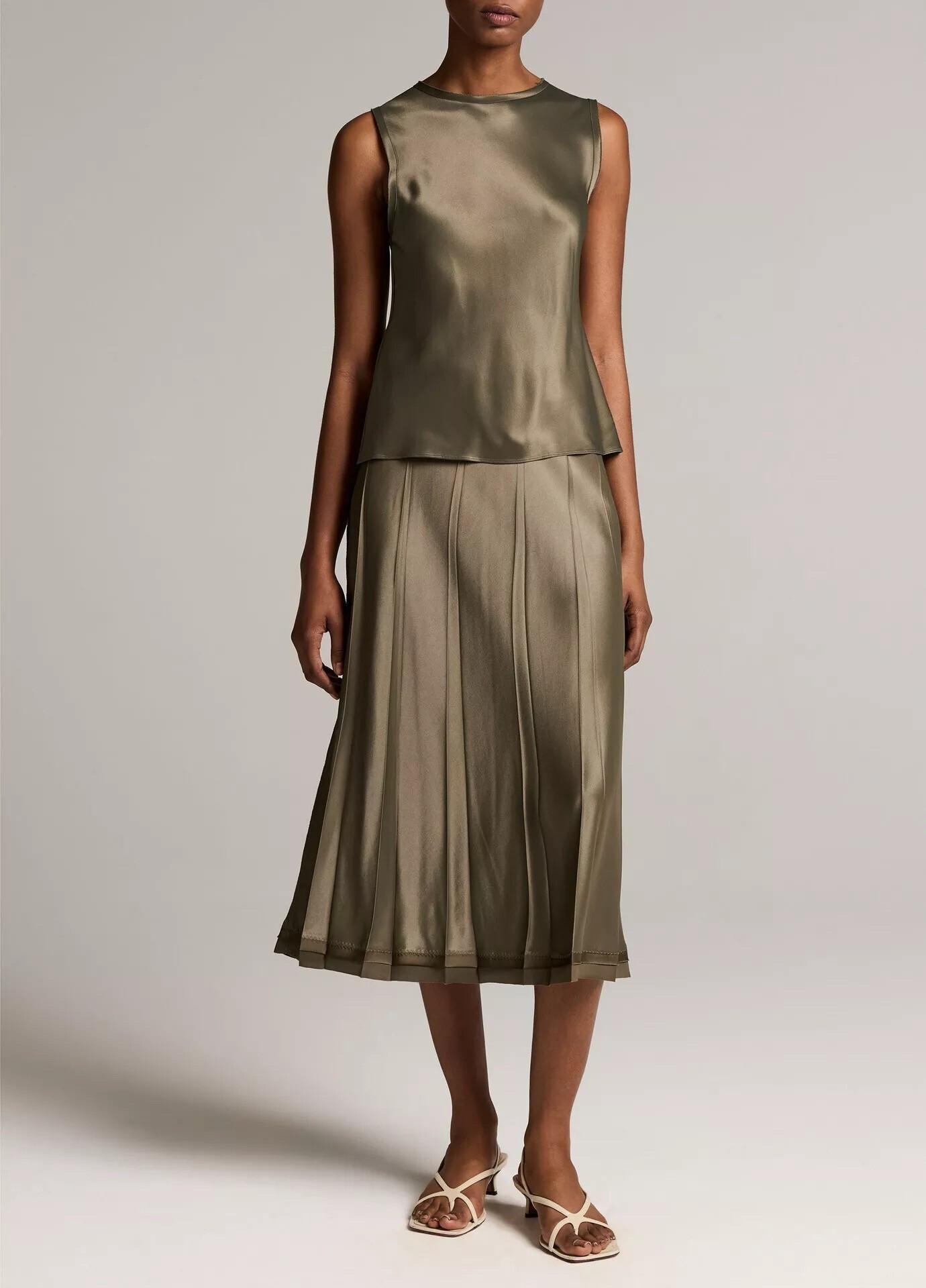 VINCE Raw-Edge Satin Skirt
