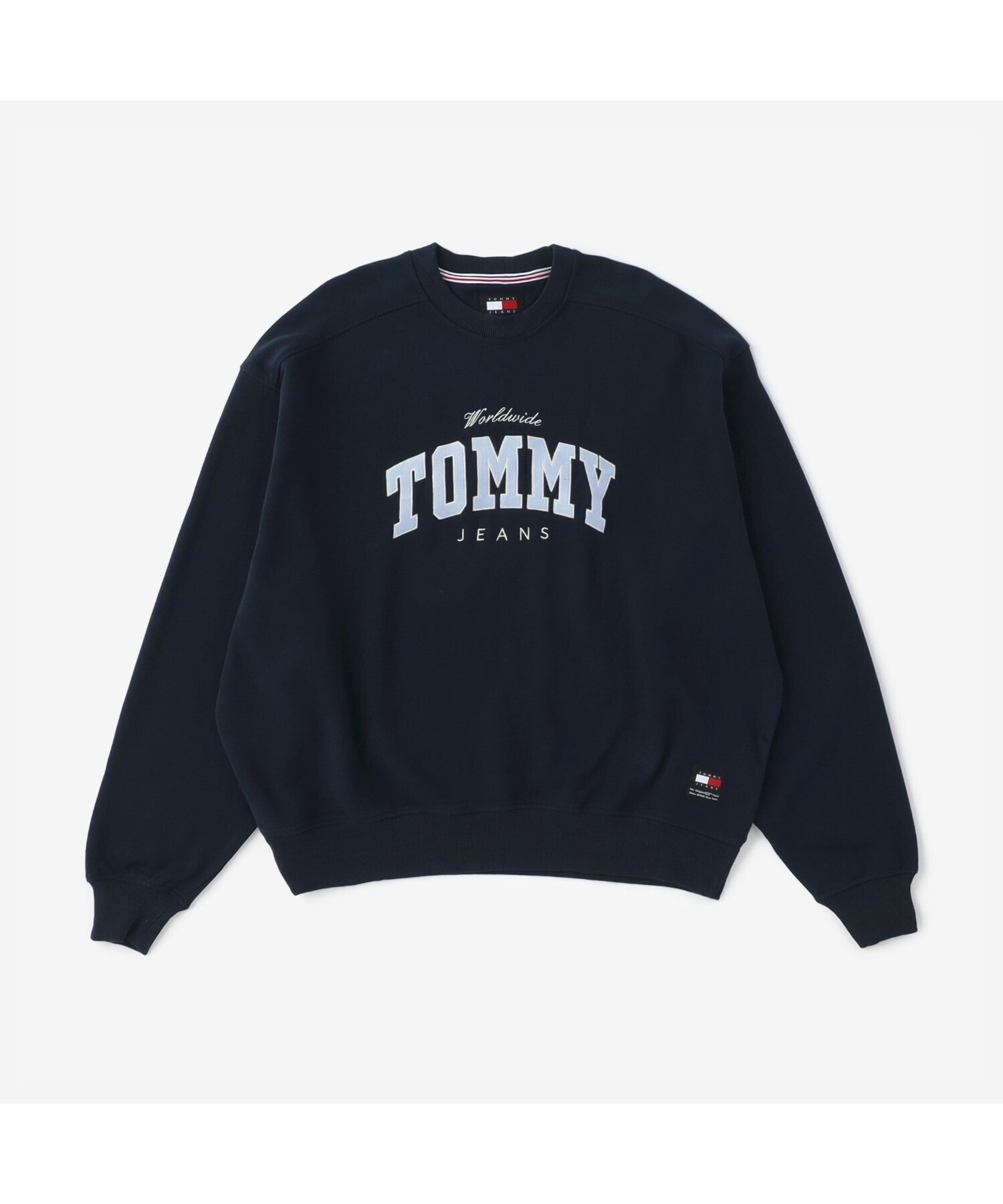 TOMMY JEANS ボクシーバーシティクルーネックトレーナー