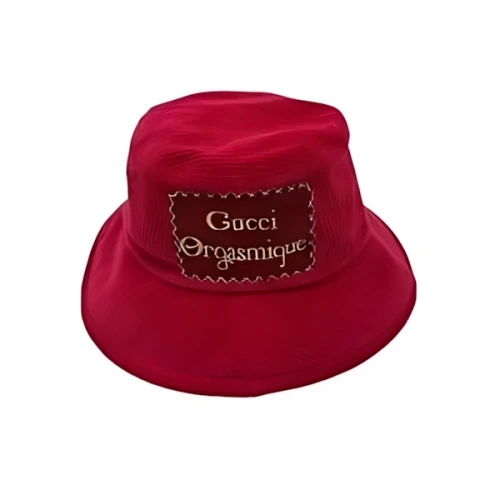 GUCCI New Red Corduroy Cotton “Orgasmique” Patch Bucket Hat