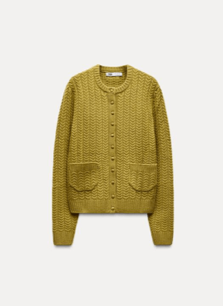 ZARA ケーブルニットジャケット（ウール100%）
