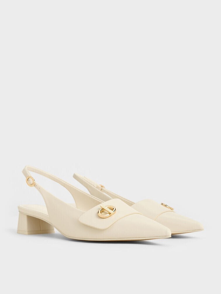 CHARLES & KEITH Metallic-Accent Pointed-Toe Slingback Pumps