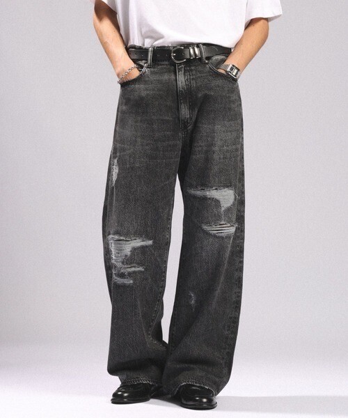RAGEBLUE DISTRESSED STRAIGHT DENIM PANTS/ダメージデニムストレートパンツ