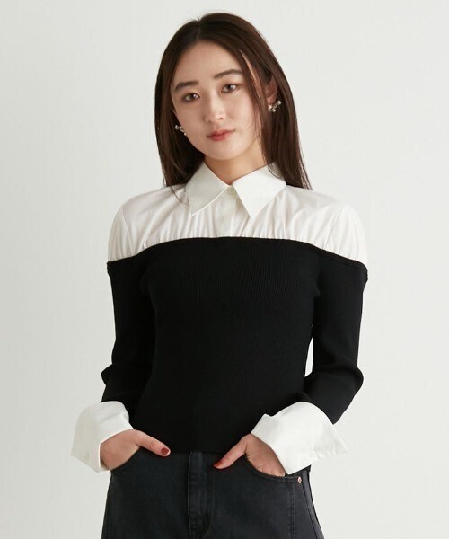Lily Brown シャツドッキングニットトップス