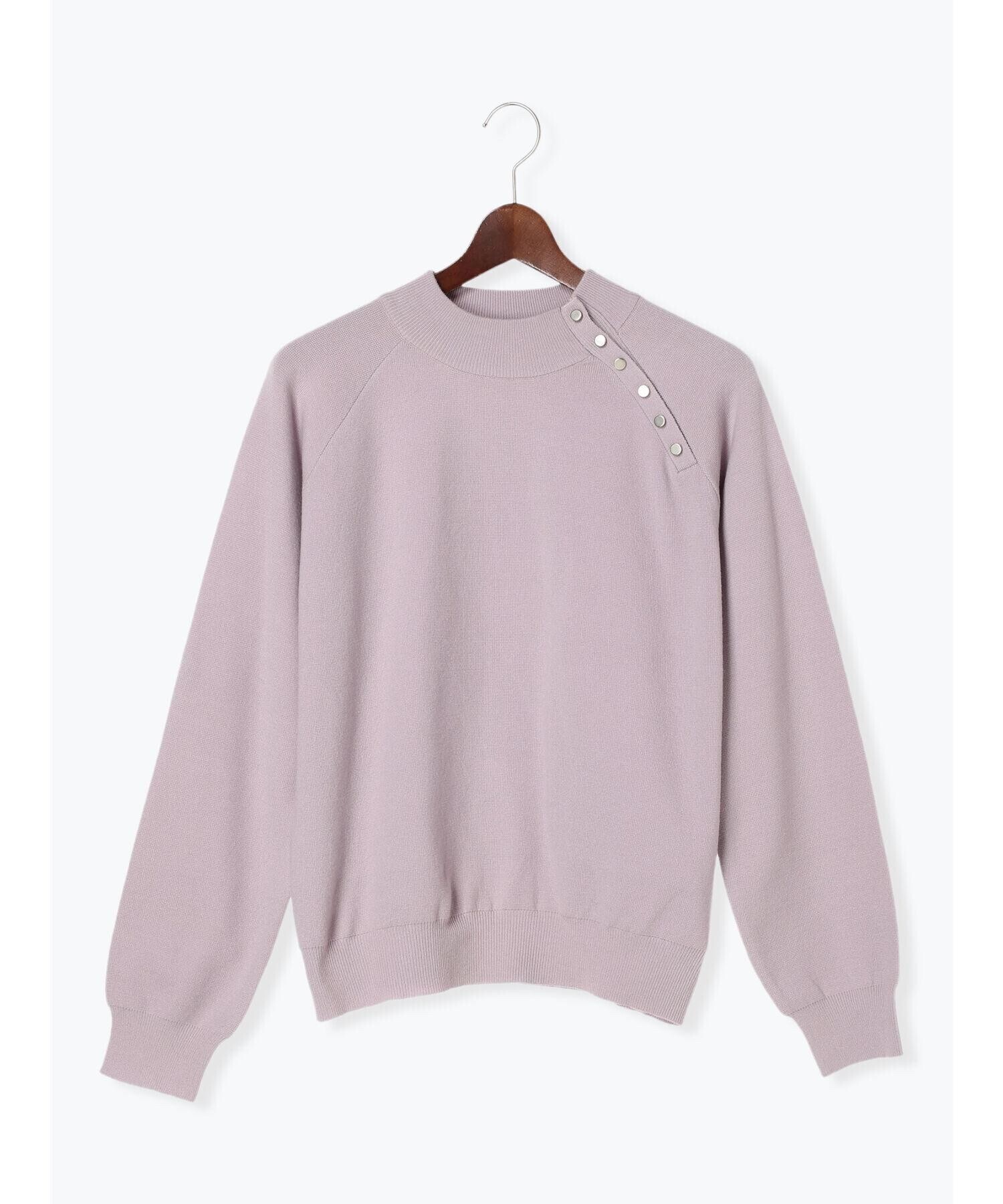 Te chichi TERRASSE ハイネックアシメボタンニット