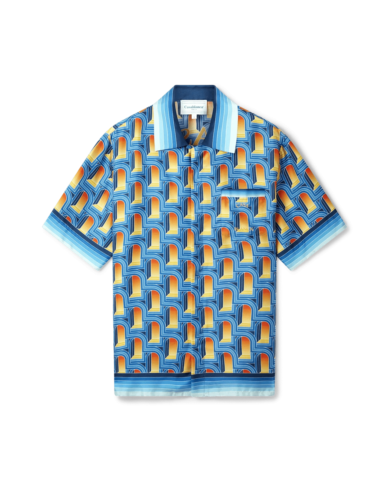 CASABLANCA L'ARCHE DE NUIT CUBAN COLLAR SILK SHIRT