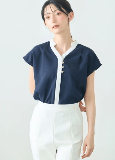 TONAL マルチセットバイカラースキッパーフレンチブラウス