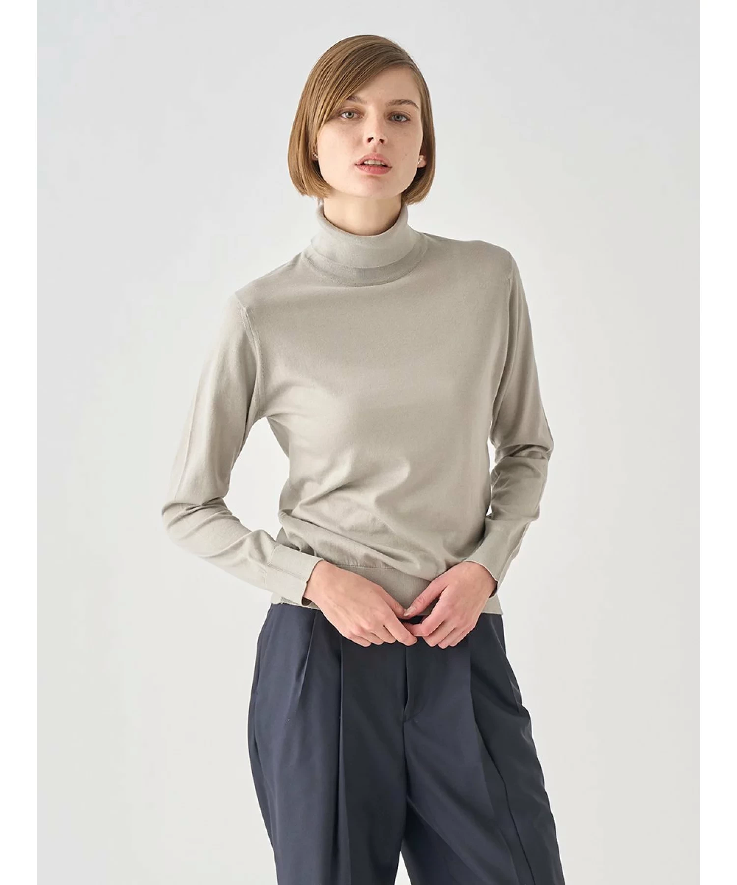 JOHN SMEDLEY タートルネック長袖コットンニットプルオーバー | FRANCES | 30G MODERN FIT