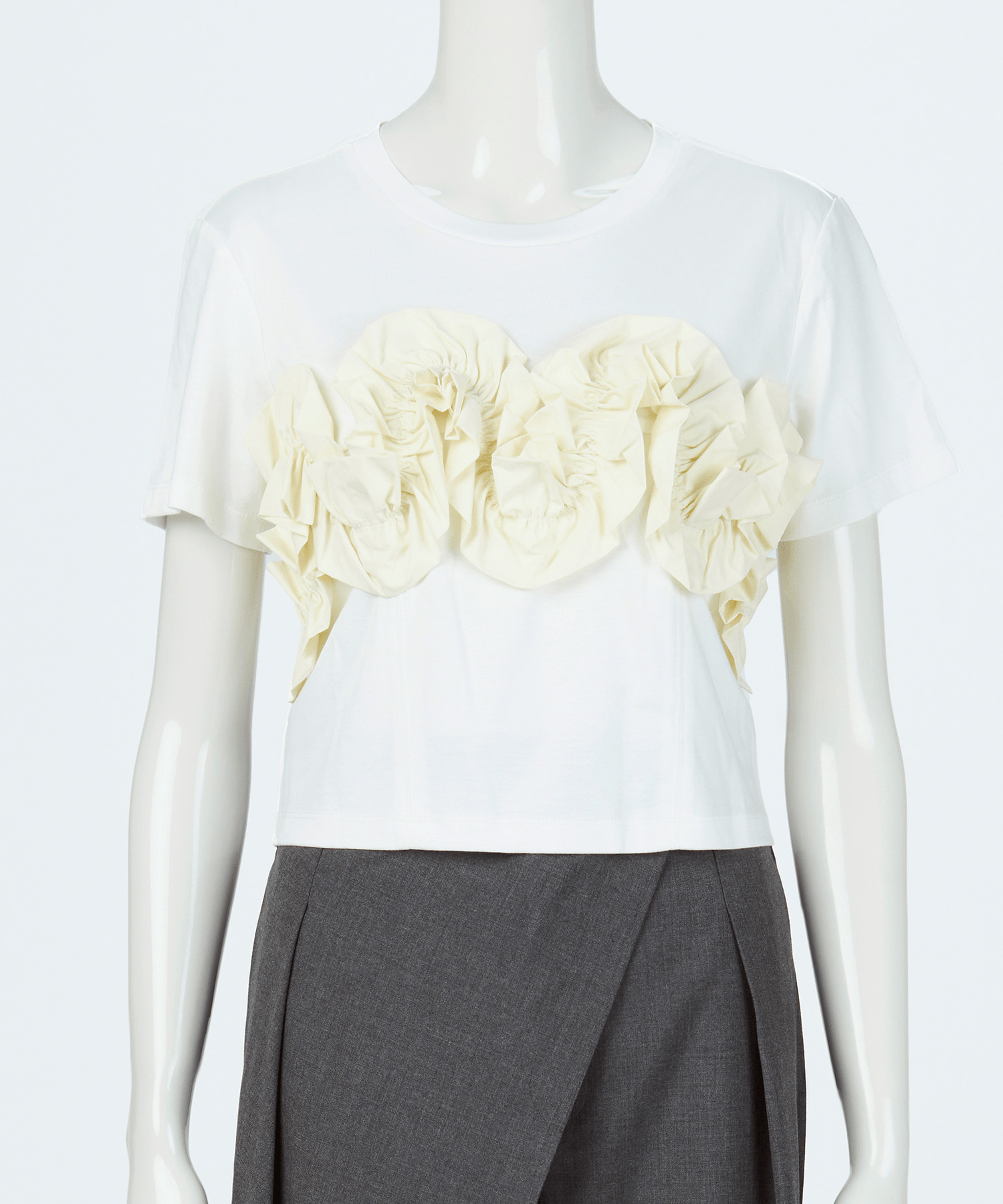 LAEMUSE TAFFETA FRILL MINI T-SHIRT