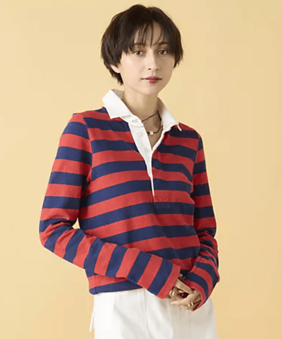 MADISONBLUE SLIM FIT RUGBY SHIRT COTTON BORDER