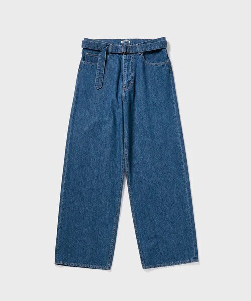 AURALEE SELVEDGE LIGHT OZ DENIM BELTED PANTS