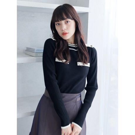 LADYMADE バイカラーポケットニット