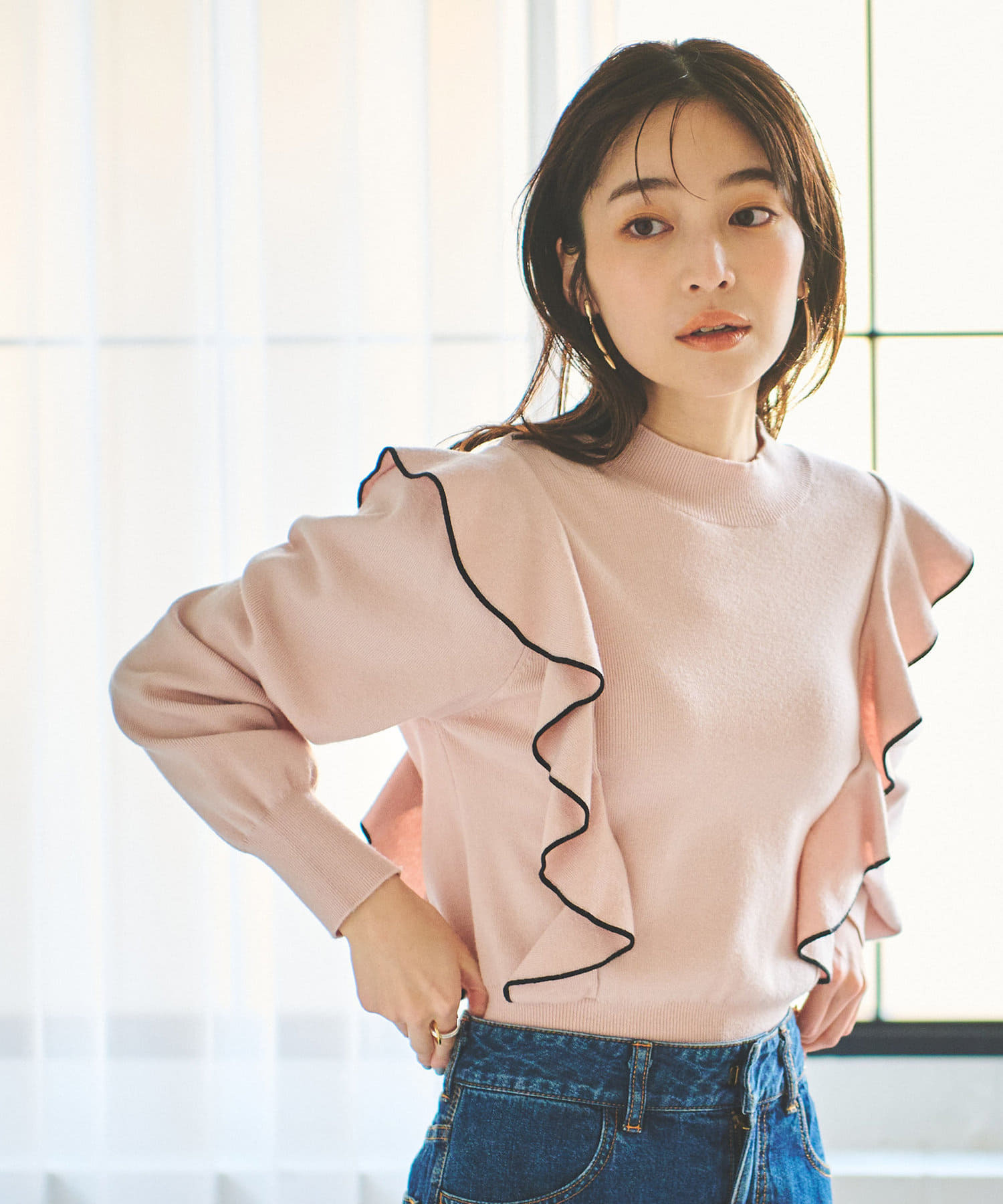 La boutique BonBon アンゴラタッチラッフルニット