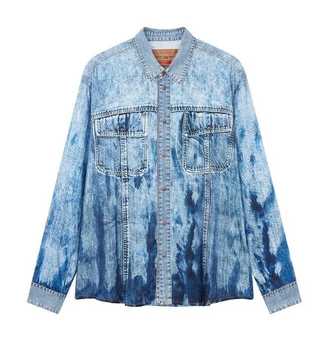 DIESEL デニム プリント スナップ ボタン シャツ