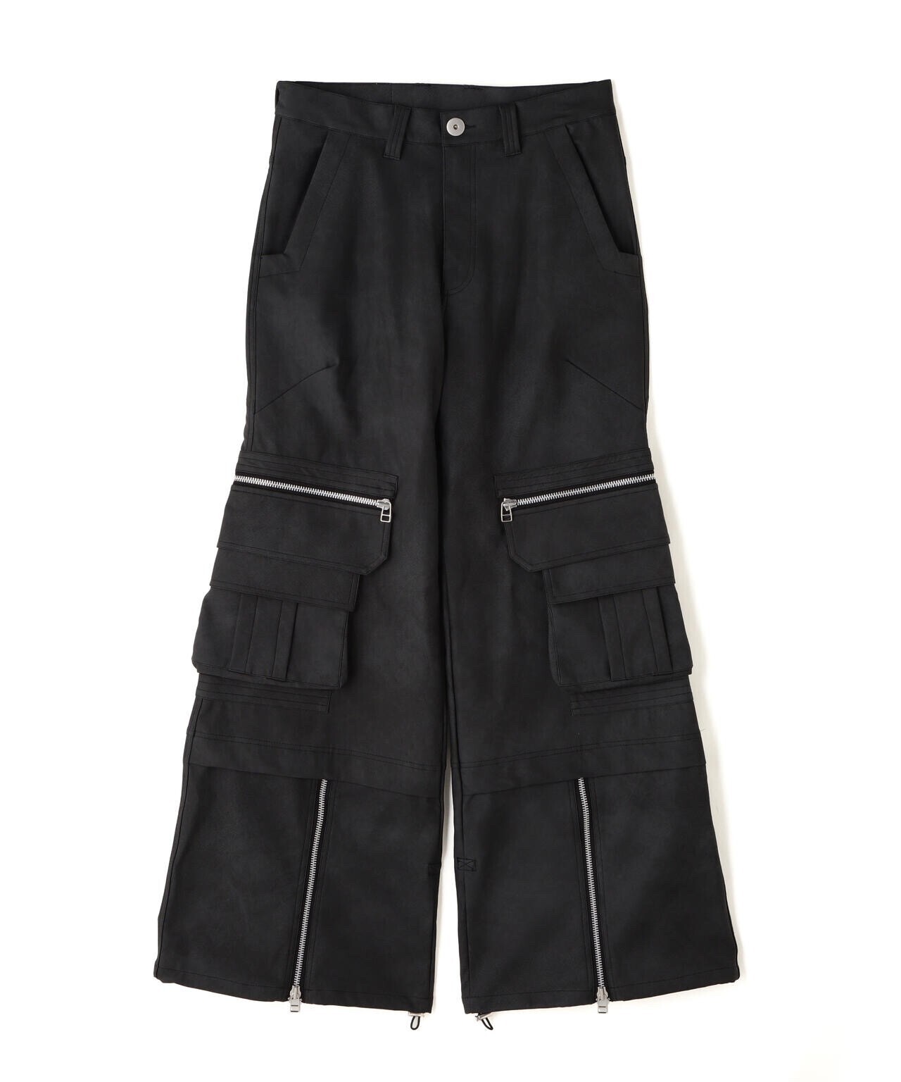 A.F ARTEFACT Synthetic Leather Cargo Zip Buggy Pants