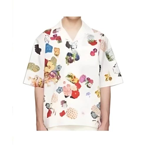 MARNI ホワイト ポプリン製ボーリングシャツ、フラワープリント