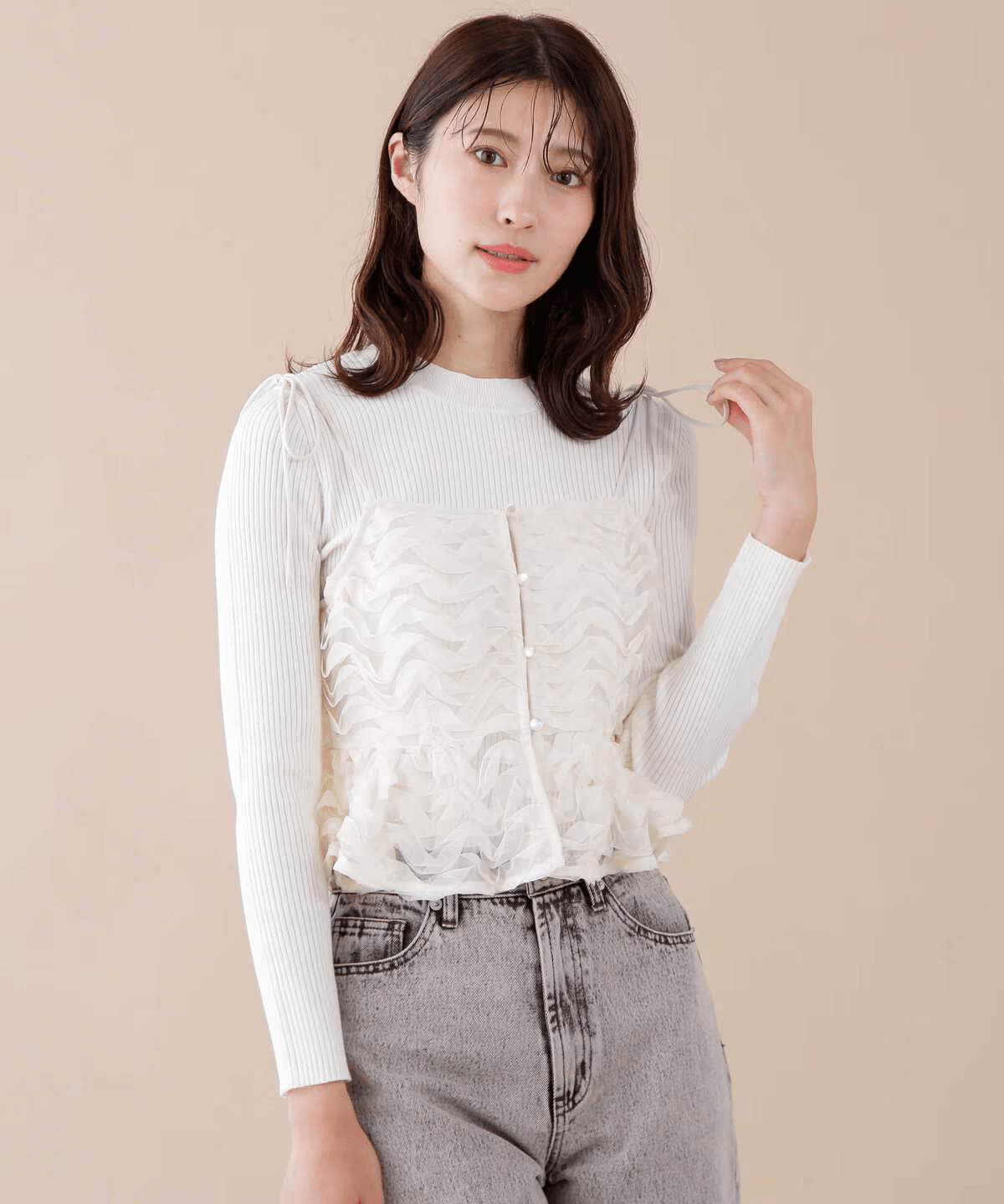 JILL by JILL STUART チュールキャミレイヤードニットセット