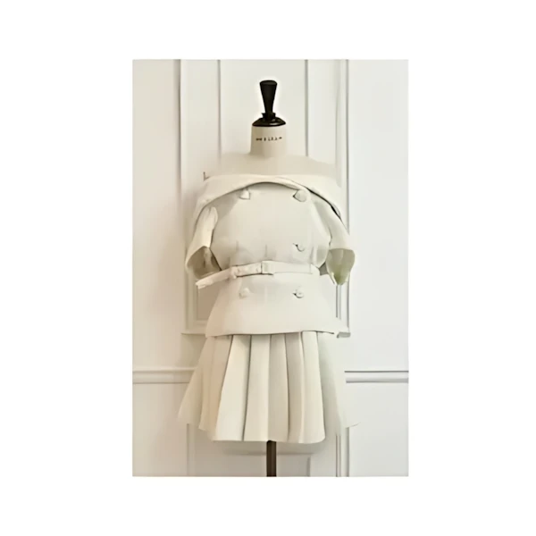 MISTREASS Tweed Off shoulder Top & Pleats Skirt