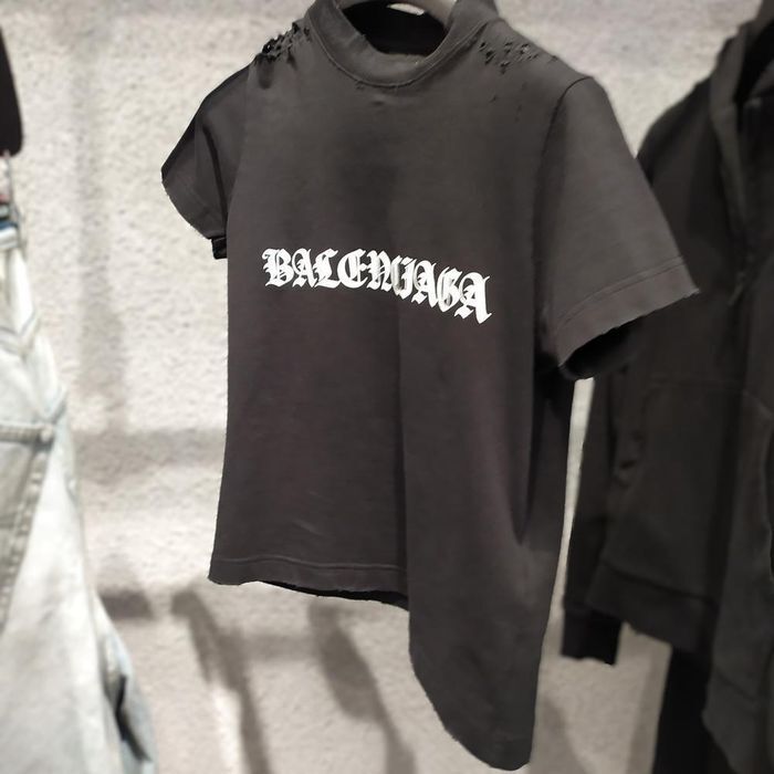 Balenciaga ゴシックタイプシュリンクTシャツボディコン Black