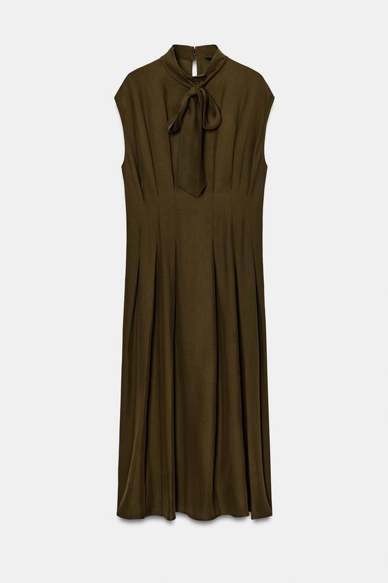 ZARA タイディテールミディワンピース