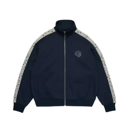 DENIM TEARS Denim U Rhinestone Fleece Track Jacket