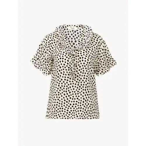 Chloé クレープデシン製ショートスリーブ フリルトップス