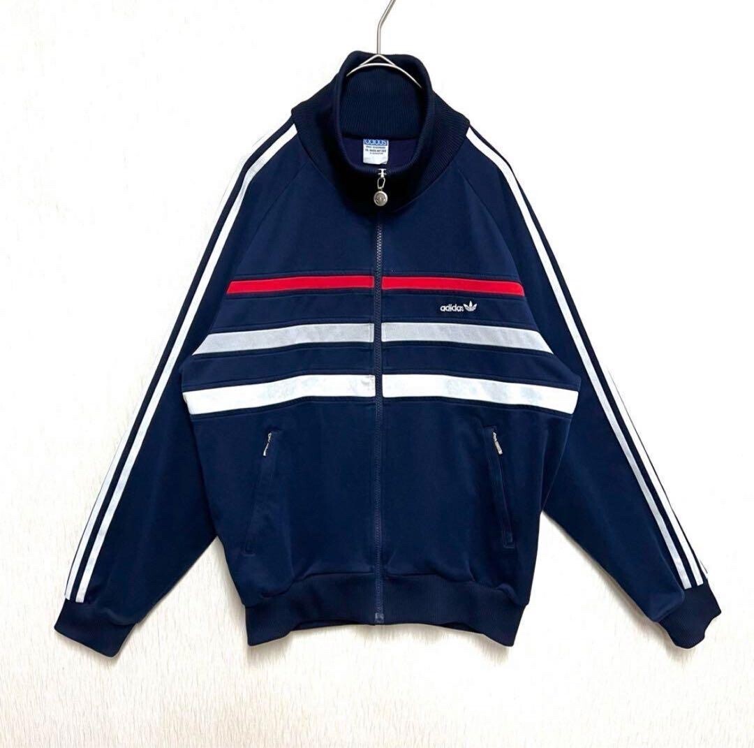 adidas adidasジャージ L 紺 デサント製 古着