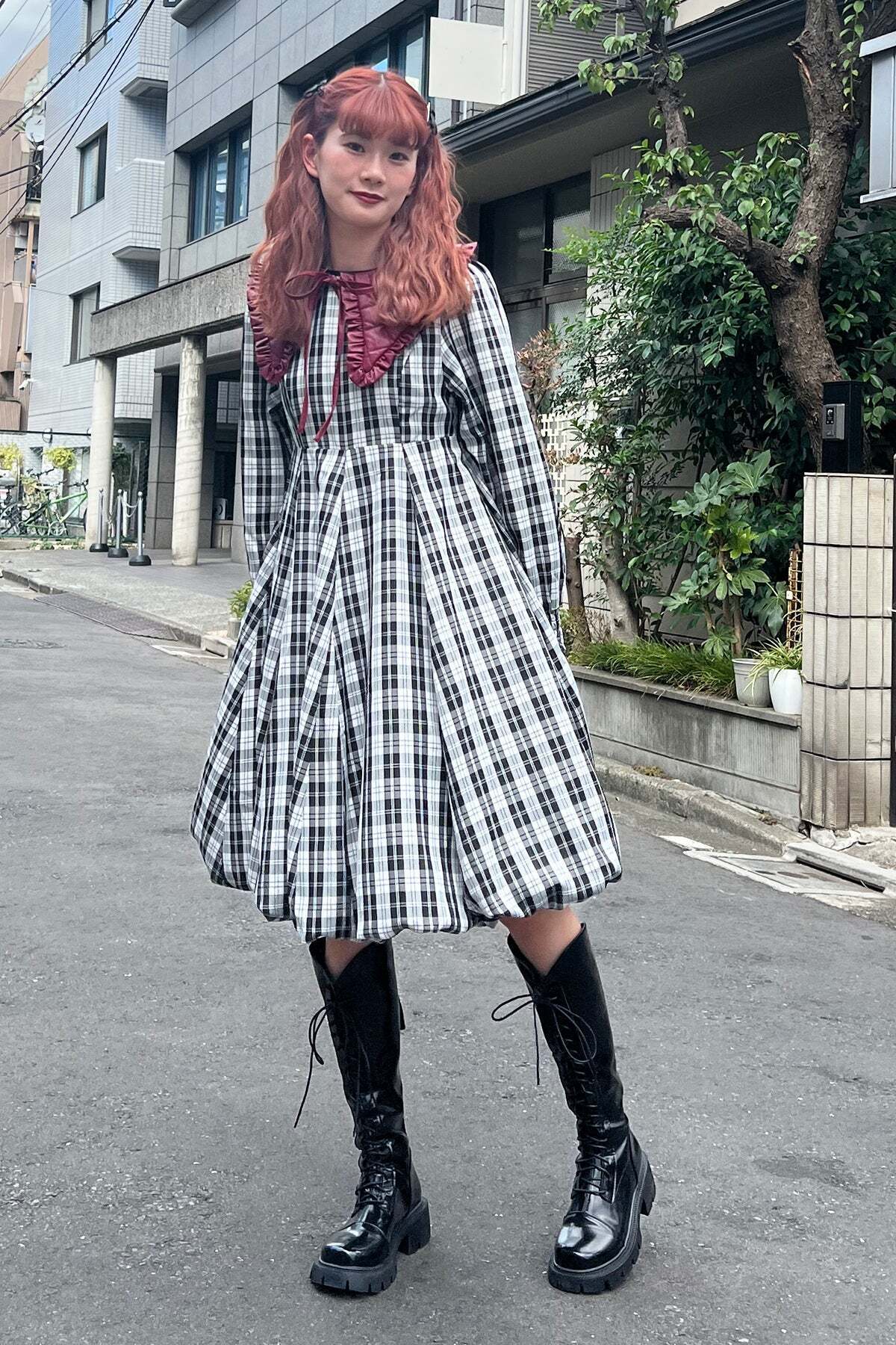 Dear Sisterhood Special Balloon Check Dress