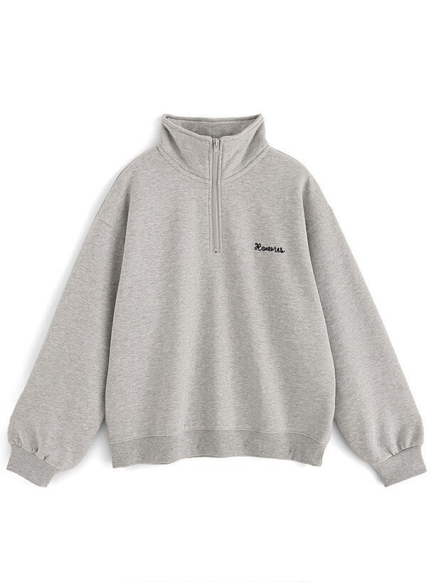 GRL ハーフジップトップス×プリーツミニスカートスウェットセットアップ