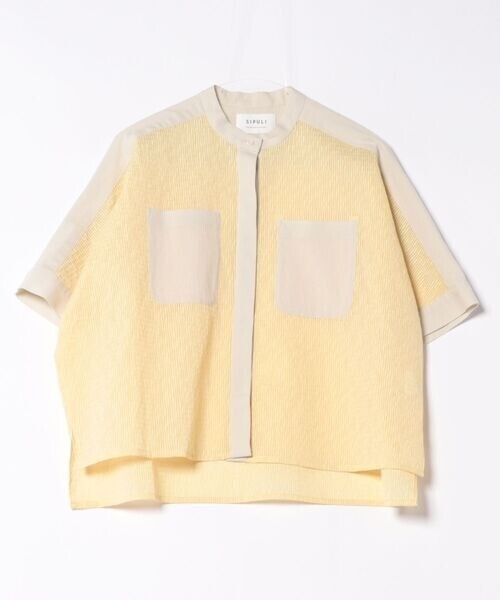 SIPULI Sheer Jacquard レース切替ブラウス