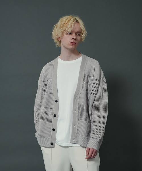 A + TOKYO メッシュコントラストカーディガン