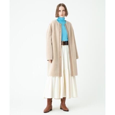 allureville リバーシブルノーカラーボアコート