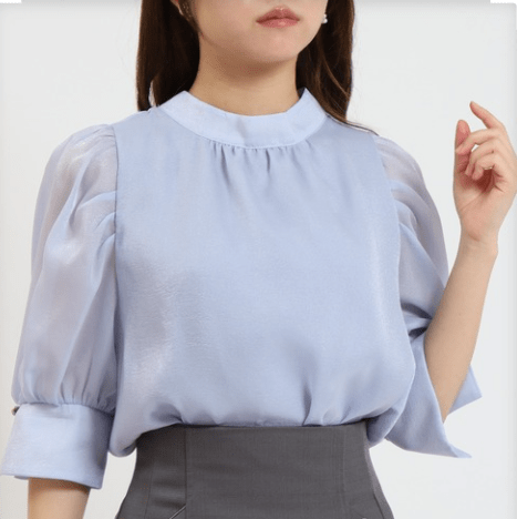 ASTORIA ODIER ラメシアーバックリボンブラウス