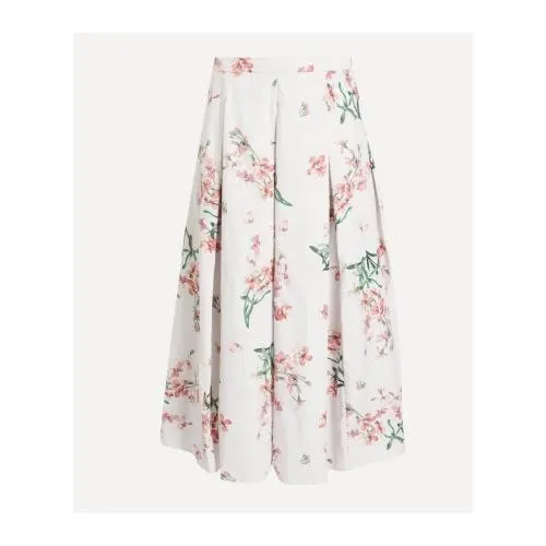 ERDEM Floral Cotton Pleated Midi Skirt