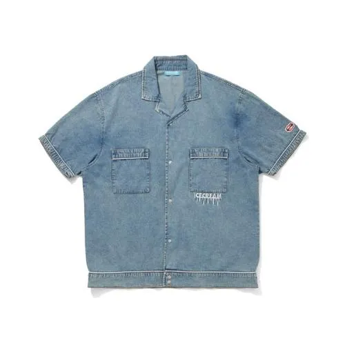 ICECREAM EMBOSS LOGO DENIM PIPING SHIRT