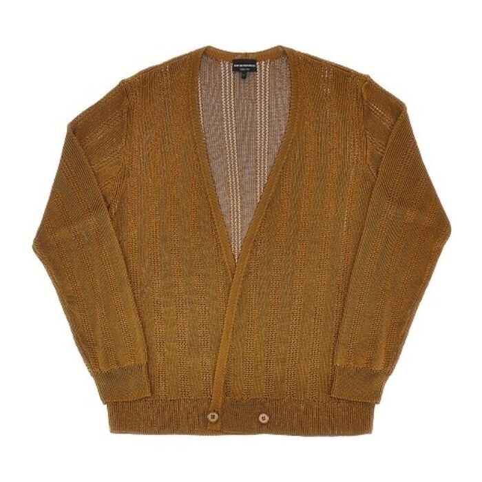 EMPORIO ARMANI V-Neck Textured Knit Pattern Cardigan