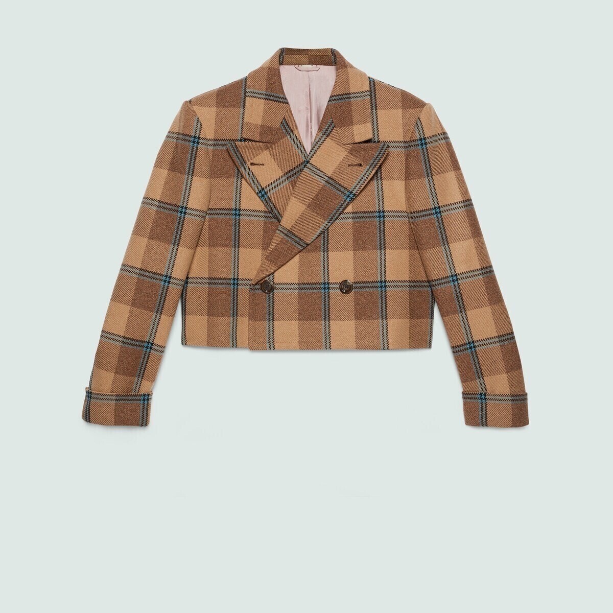 GUCCI Macro check wool cropped coat