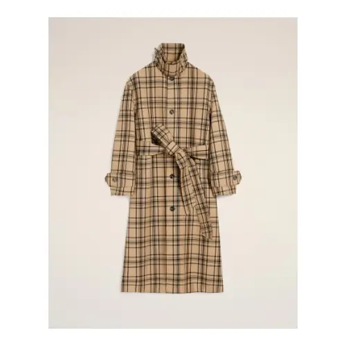AMI Paris ウール チェック ベルテッド マックコート